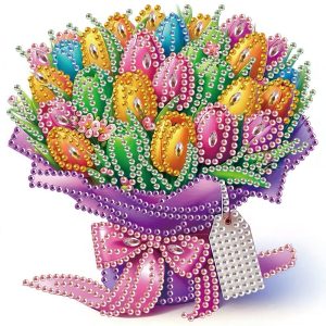 Upea Timanttihelmityö, Kauniit Tulppaanit, 17 x 17 cm