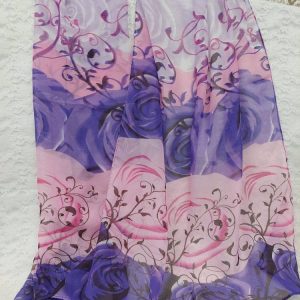 Kaunis Taidehuivi, vaaleanpunainen/ violetti, Ruusut
