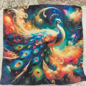 Kaunis, värikäs Riikinkukko-huivi/ liina