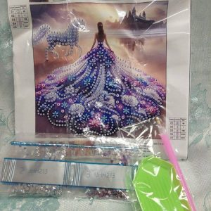 Upea Timanttihelmityö, Prinsessa ja Uljas Hevonen, 20 x 20 cm