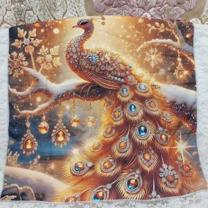 Kaunis, pieni silkki-Liina/ huivi, Riikinkukot ja timantit