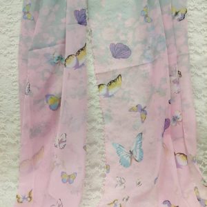 Kaunis Taidehuivi, Perhoset vaaleanpunaisella ja mintunvihreällä pohjalla