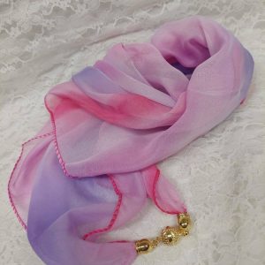 Kaunis liukuvärjätty Huivi magneetti-kiinnityksellä, vaaleanpunainen/lila