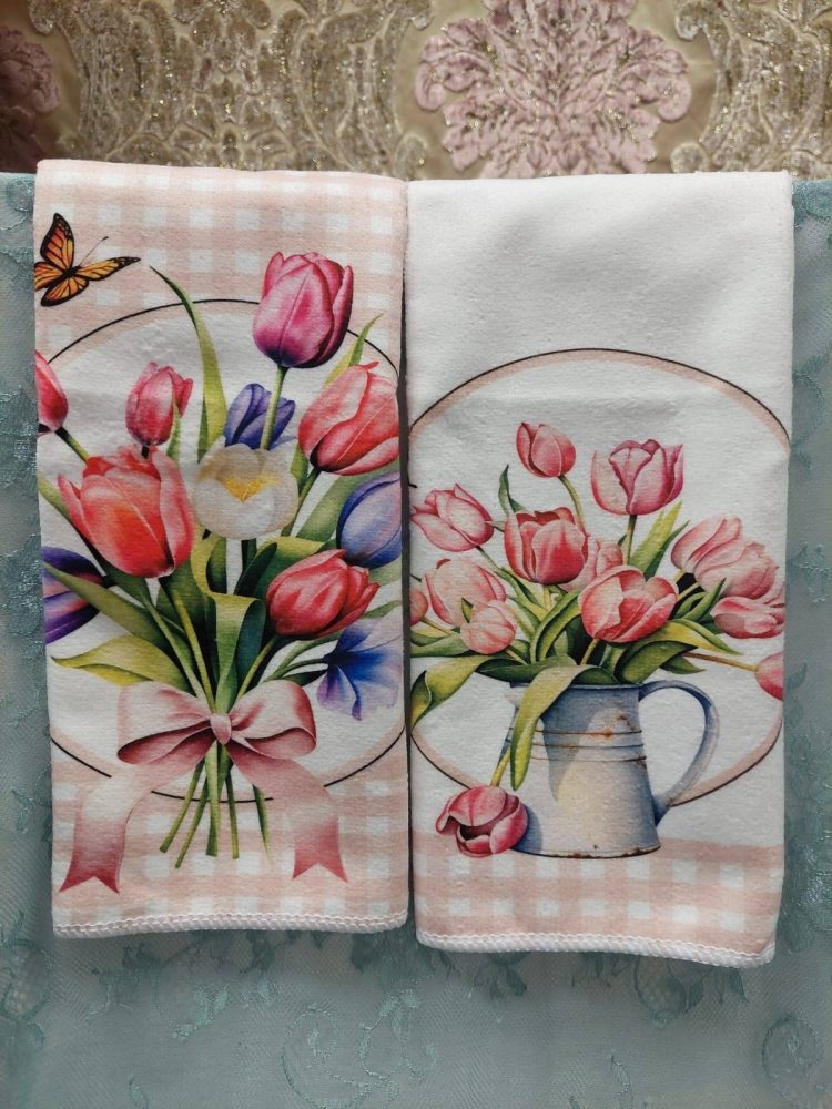 Kaunis, laadukas ja pehmeä Käsipyyhe, Kevät-Tulppaanit, 2 kpl - Image 5