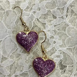 Tyylikkäät Glitter-Sydän -Korvakorut, violetti
