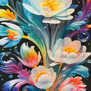 Iso, kaunis ja pehmeä Kylpypyyhe/ Rantapyyhe, Taiteelliset kukat, 160 x 80 cm