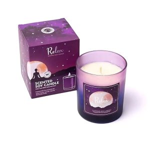 Luonnon Soija-tuoksukynttilä lasipurkissa, Relax, rentoutuminen, rauhoittuminen, hyvät yöunet, PITKÄ PALOAIKA, Lahjapakkaus