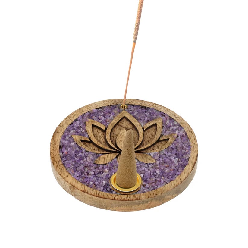 Suitsuketeline Mangopuusta, Ametisti ja Lotus -symboli - Image 2