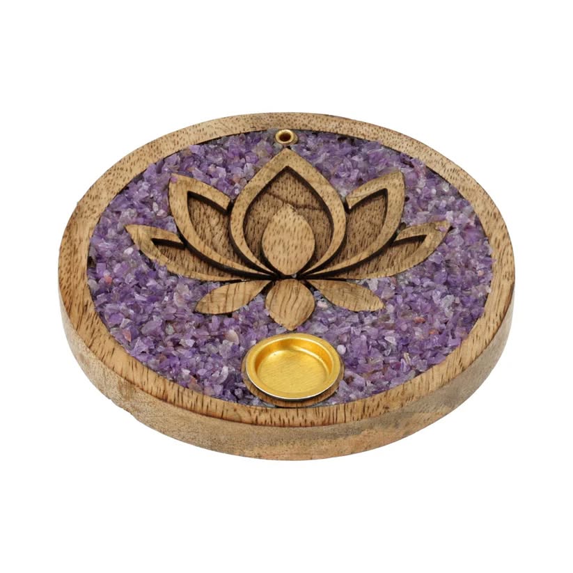 Suitsuketeline Mangopuusta, Ametisti ja Lotus -symboli - Image 3