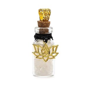 Lahjapulloriipus Vuorikristallilla ja Lotus-symbolilla