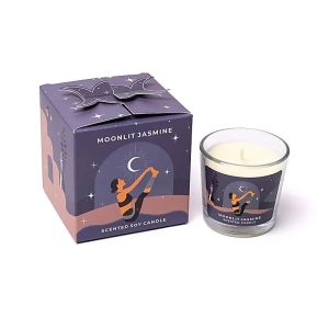 Luonnon Soijavaha-tuoksukynttilä lasikupissa, Moonlite, Jasmin, eteeriset öljyt, seesteinen energia, rauhoittuminen, Lahjapakkaus