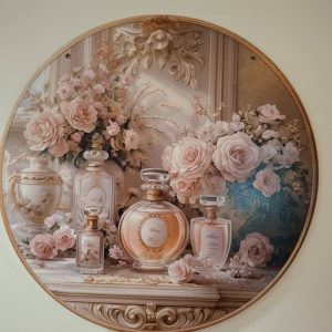 Vintage -taulu/ alunen, Parfyymit ja Ruusut, 20 cm