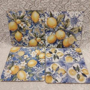Sitruuna-aluset/ pienet taulut, 10 cm, 4 kpl