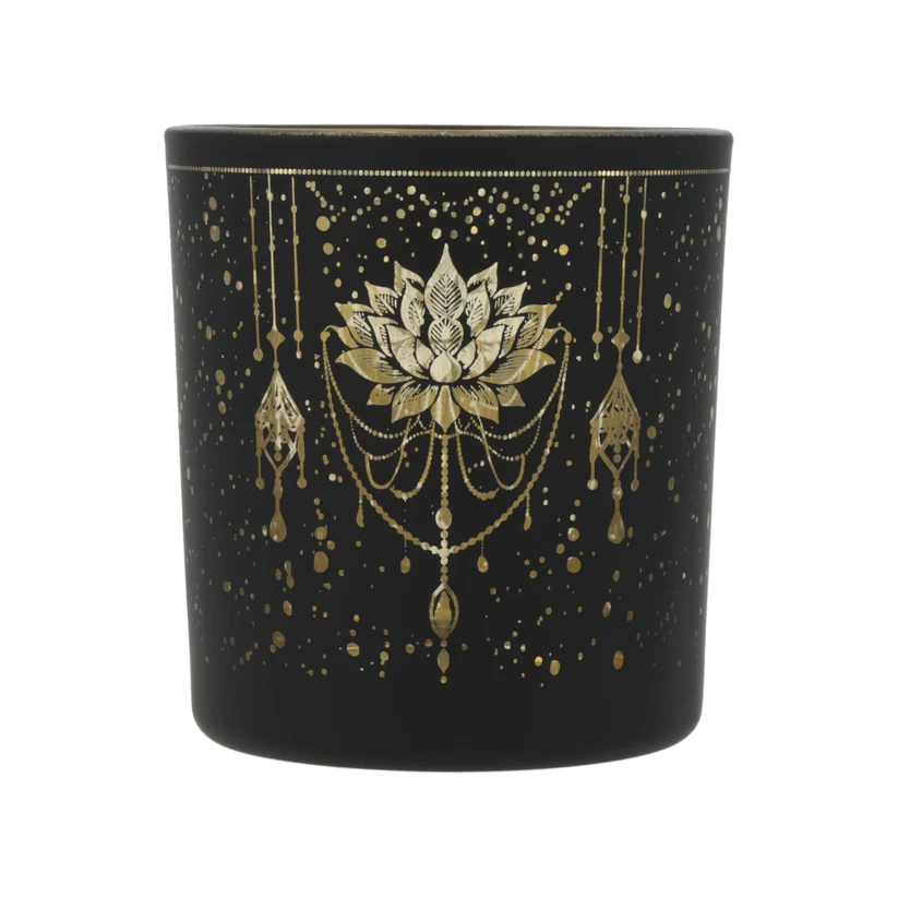 Mystinen Lotus -Tuikkulyhty, huurrettu lasi, metallinhohtoinen, 8 cm - Image 7