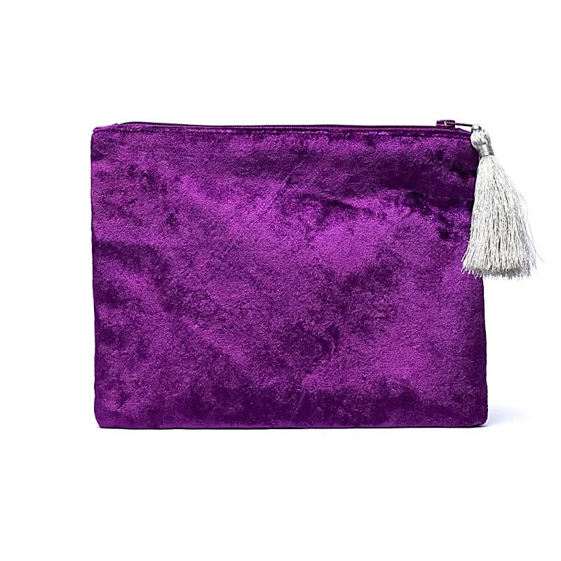 Käsintehty Samettinen Pussukka upealla kirjonnalla, koristehelmillä ja silkkitupsulla, Galaxi, Maailmankaikkeus, violetti - Image 2