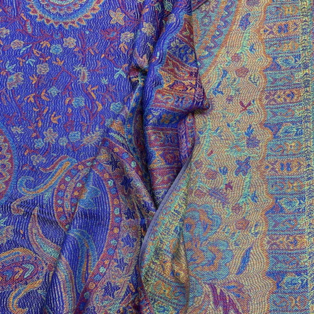 Marokon iso Pashmina-huivi, sininen, koristeet - Image 2