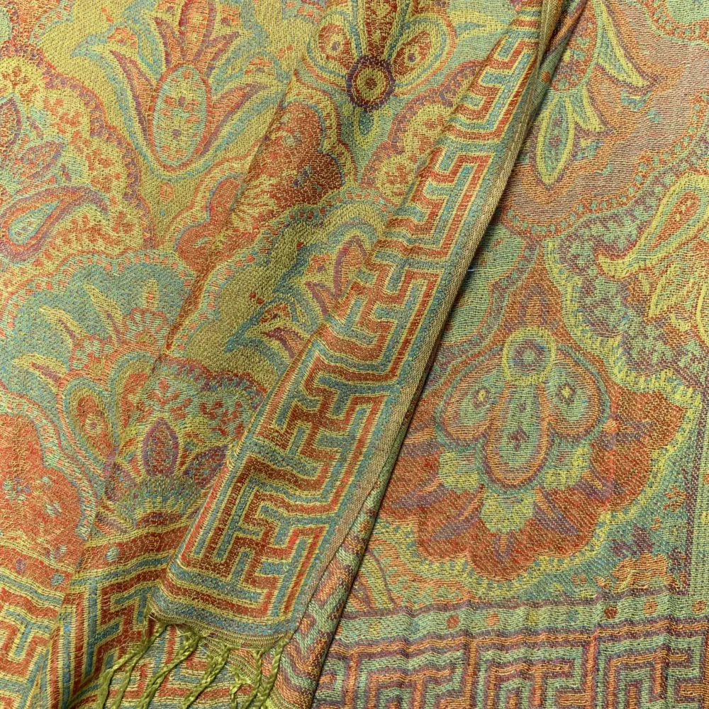 Marokon iso Pashmina-huivi, limenvihreä/ oranssi