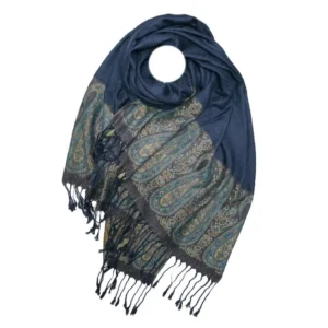 Marokon iso Pashmina-huivi, tummansininen, koristeet