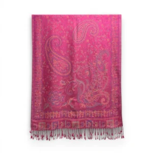 Marokon iso Pashmina-huivi, fuksia/ pinkki, koristeet