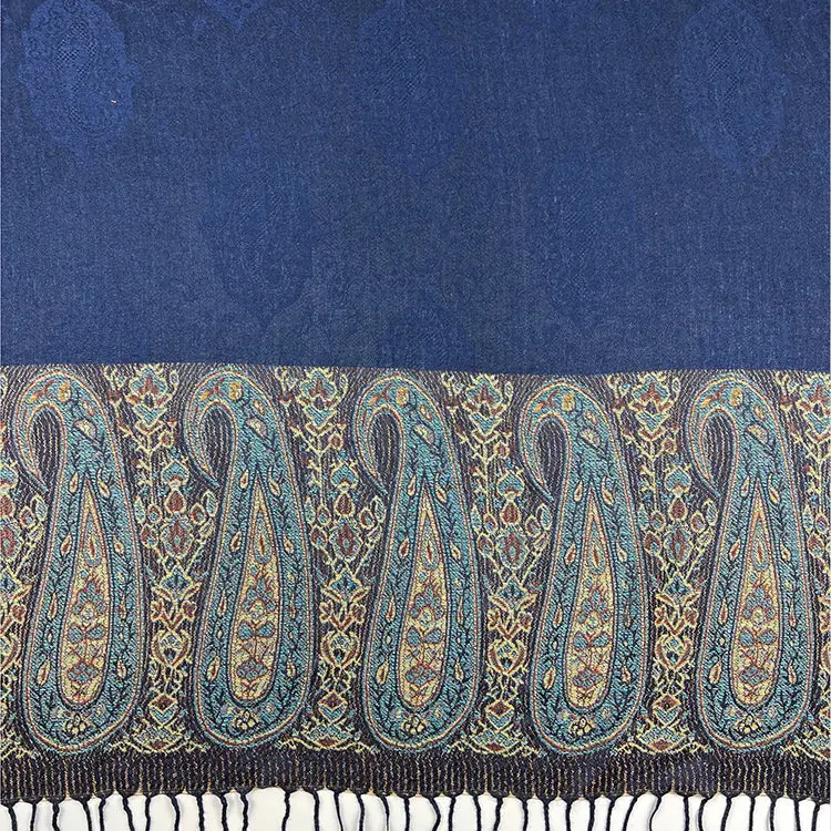 Marokon iso Pashmina-huivi, tummansininen, koristeet - Image 2