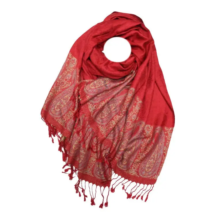 Marokon iso Pashmina-huivi, punainen, koristeet - Image 5