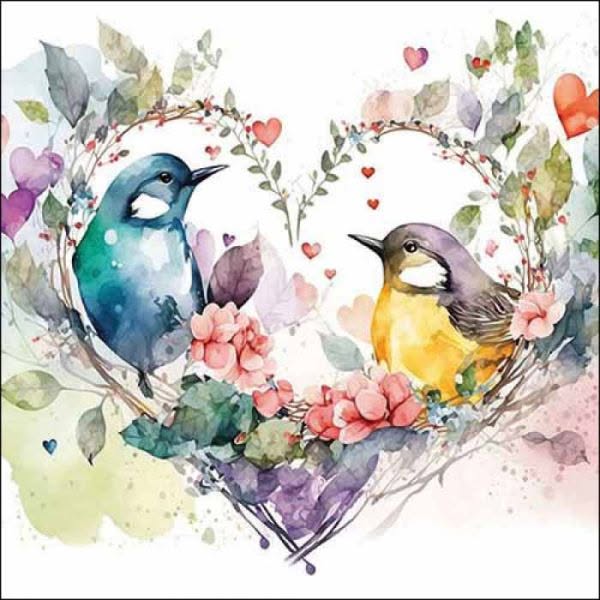 Taidekynttilä, Loving Birds, Rakkauslinnut, 10 cm - Image 4