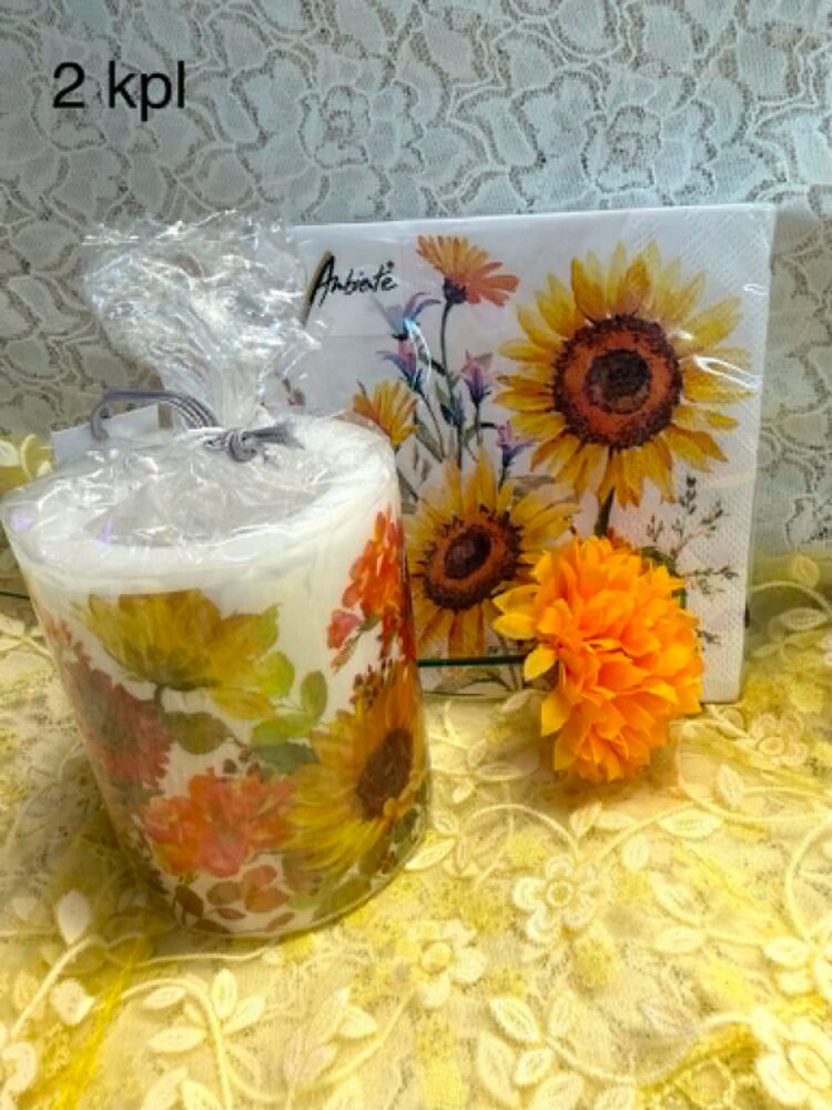 Taidekynttilä, Auringonkukat, 10 cm - Image 7