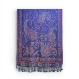 Marokon iso Pashmina-huivi, sininen, koristeet