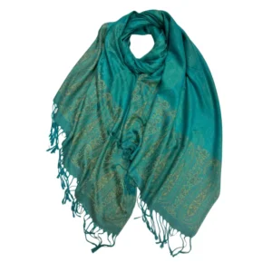 Marokon iso Pashmina-huivi, Petrolin vihreä, koristeet