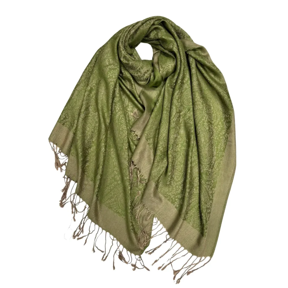 Marokon iso Pashmina-huivi, murrettu vihreä/ lime