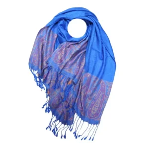 Marokon iso Pashmina-huivi, sininen, koristekuviot