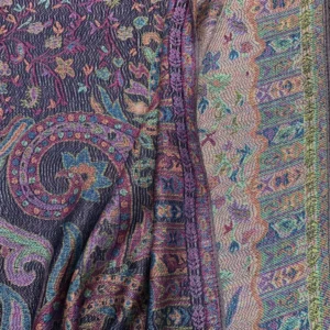 Marokon iso Pashmina-huivi, musta-lila, koristeet