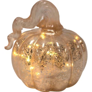 Lasinen Koristekurpitsa Led-valolla, vaaleanpunainen, 10 x 10 x 10 cm