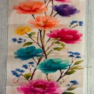 Ohut silkkimäinen Kaitaliina, Kukkien väriloistoa, 90 cm