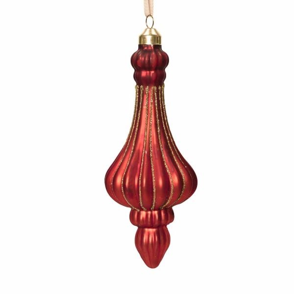 Kaunis ja tyylikäs punainen Lasikoriste kultakoristein, 13 cm - Image 2