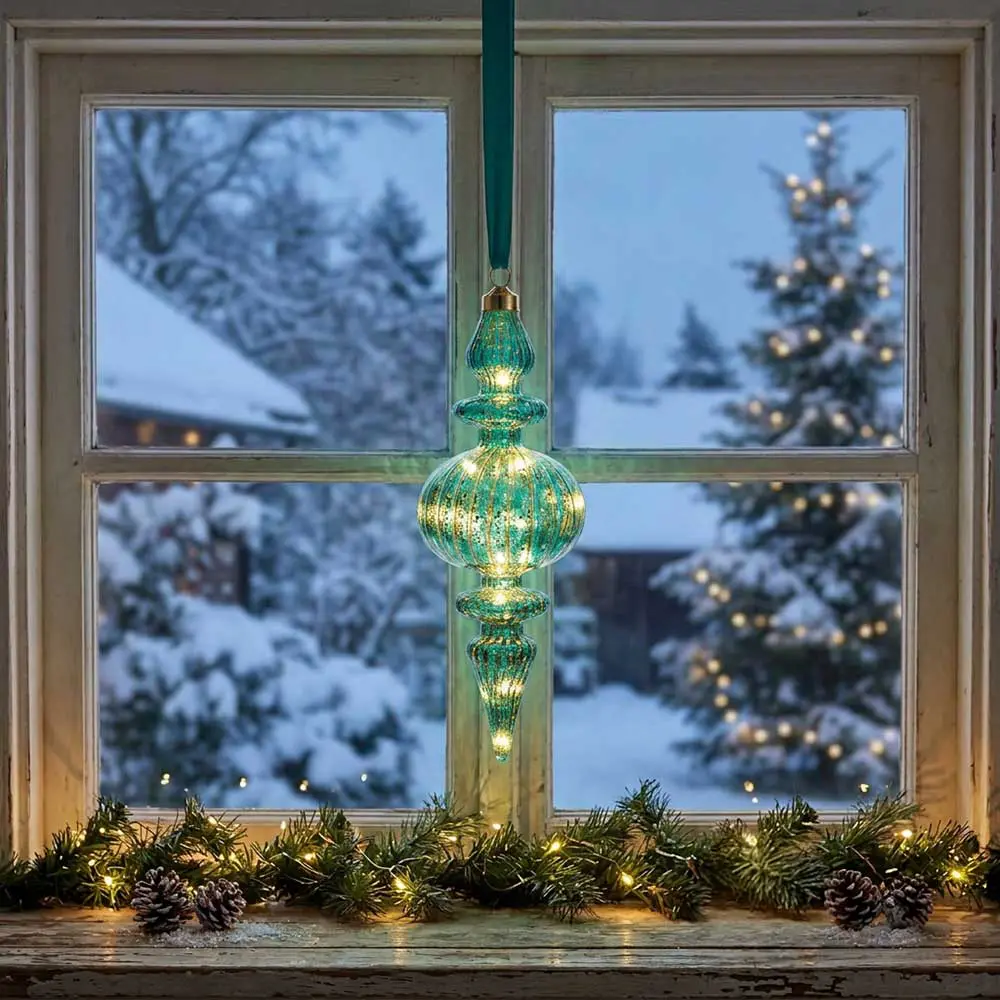 Näyttävä Led-Valokoriste, Royal, turkoosi, 27 cm - Image 5
