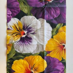Ohut silkkimäinen Kaitaliina, Kauniit Orvokit, 100 cm