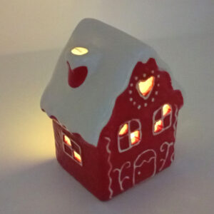 Keraaminen Luminen Sydän-tupa -tuikkualunen, 10 cm