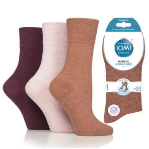 Miellyttävät, laadukkaat Diabetessukat, 37-42, Terracotta, laventeli, purppura - Kolmen sukkaparin nippu